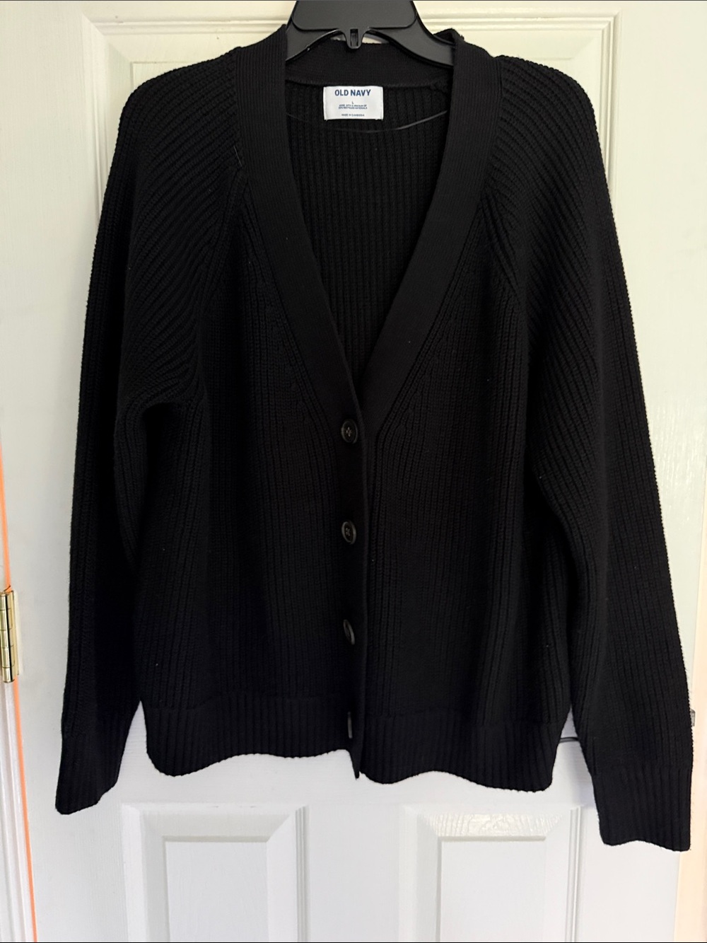 Old Navy Black Button-Front Ribbed Women's Cardigan